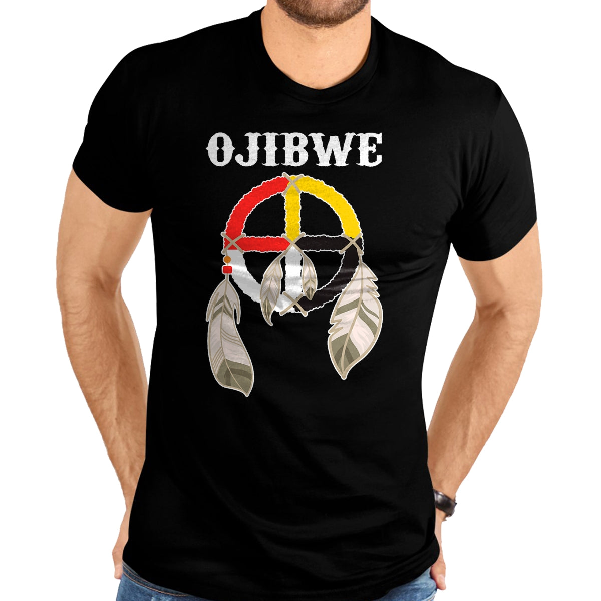 Native American T-Shirts, Vintage Native American Unisex T-Shirt/Hoodie/Sweatshirt HLT00 - Ojibwe Anishinaabeg People Native American Medicine Wheel T-Shirt (1)