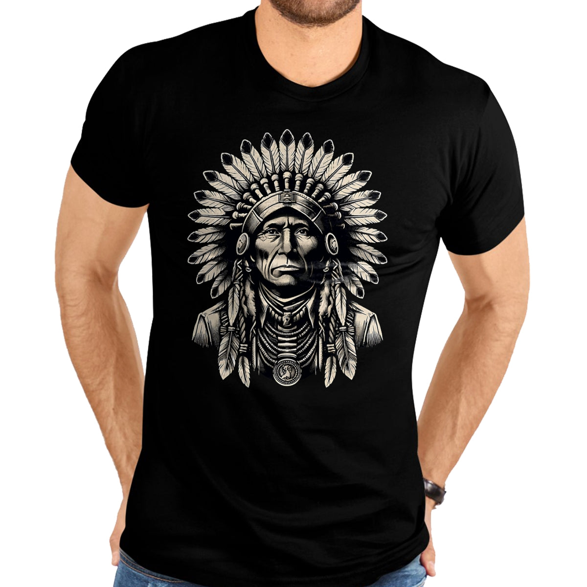 Native American T-Shirts, Vintage Native American Unisex T-Shirt/Hoodie/Sweatshirt HLT00 - Headdress Chief Ancestors Vintage, Native American Indian T-Shirt (1)