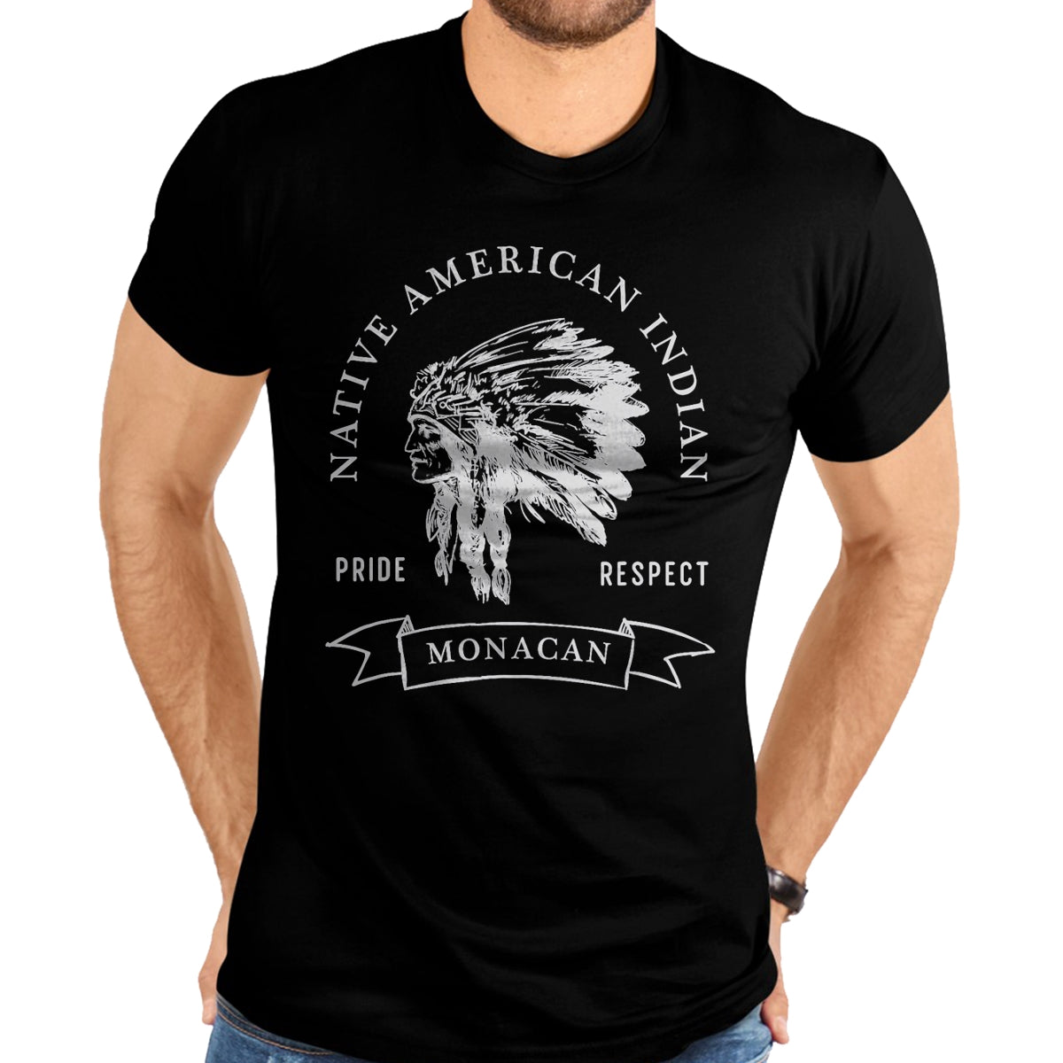 Native American T-Shirts, Vintage Native American Unisex T-Shirt/Hoodie/Sweatshirt HLT00 - Monacan Tribe Native American Indian Pride Respect Darker T-Shirt (1)
