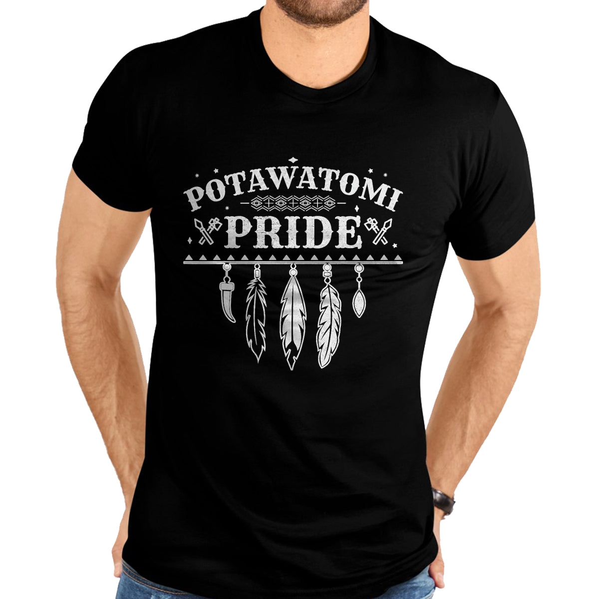 Native American T-Shirts, Vintage Native American Unisex T-Shirt/Hoodie/Sweatshirt HLT00 - Native American Pride Quote for a Proud Potawatomi T-Shirt (1)