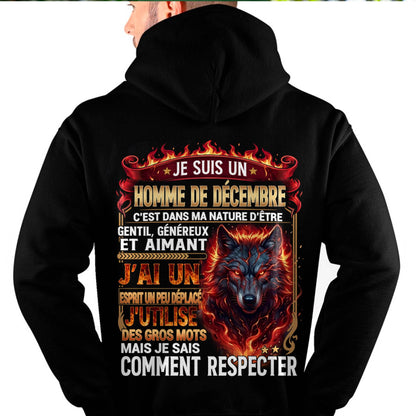 DÉCEMBRE - ESPRIT MALICIEUX MAIS SAIT RESPECTER - T-SHIRT ANNIVERSAIRE HOMME - IMPRESSION DTG PREMIUM - DTSM12 (SKU2604-87-12)