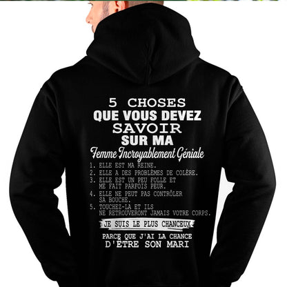 5 CHOSES QUE VOUS DEVEZ SAVOIR SUR MA FEMME INCROYABLEMENT GÉNIALE - CADEAU PARFAIT POUR VOTRE MARI, PETIT AMI - DTSM00 (SKU2605-160)