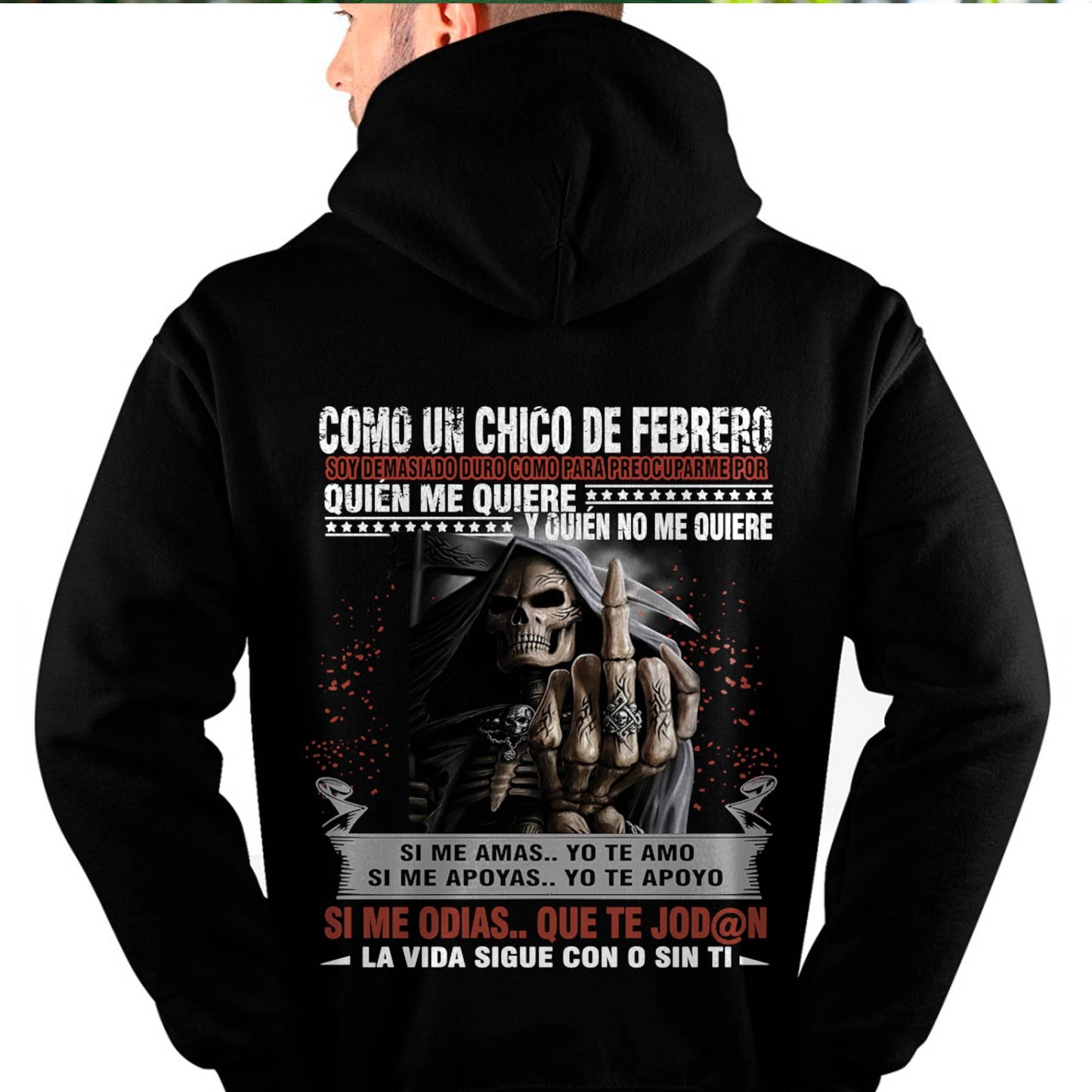 Camiseta de Cumpleaños de Febrero para Hombre – Camiseta de Calavera Grim Reaper Ruda - DTSM02 (SKU08-73-02)