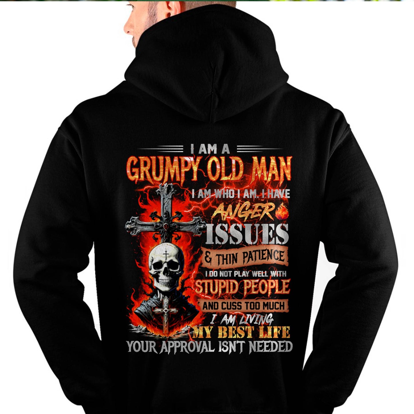 GRUMPY OLD MAN T-SHIRT - FUNNY SKULL ANGER ISSUES TEE - PERFECT GIFT FOR MEN DTSM00 (SKU12-319-00)