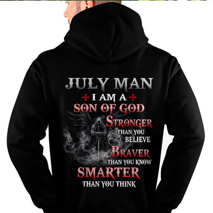 JULY MAN CHRISTIAN T-SHIRT - SON OF GOD STRONGER BRAVER SMARTER FAITH-BASED GIFT FOR MEN - DTSM07 (SKU2606-128-07)