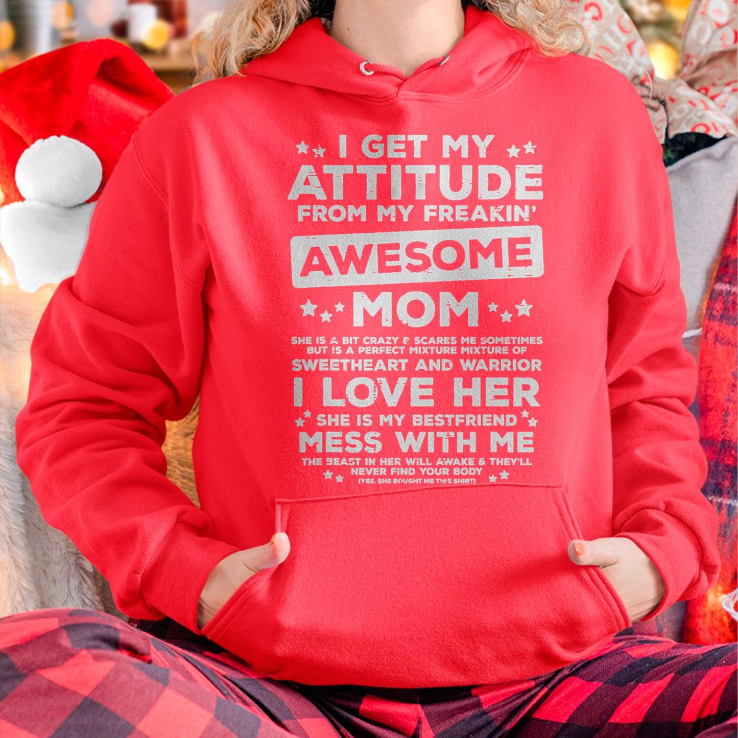 Got My Attitude From Awesome Mom Mothers Day Daughter Son T-Shirt - Gift for Daughter and Son From Mom - NGHL00