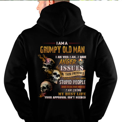 Grumpy Old Man T-Shirt - Funny Skull Anger Issues Tee - Perfect Gift For Men DTSM00 (SKU08-67-00)
