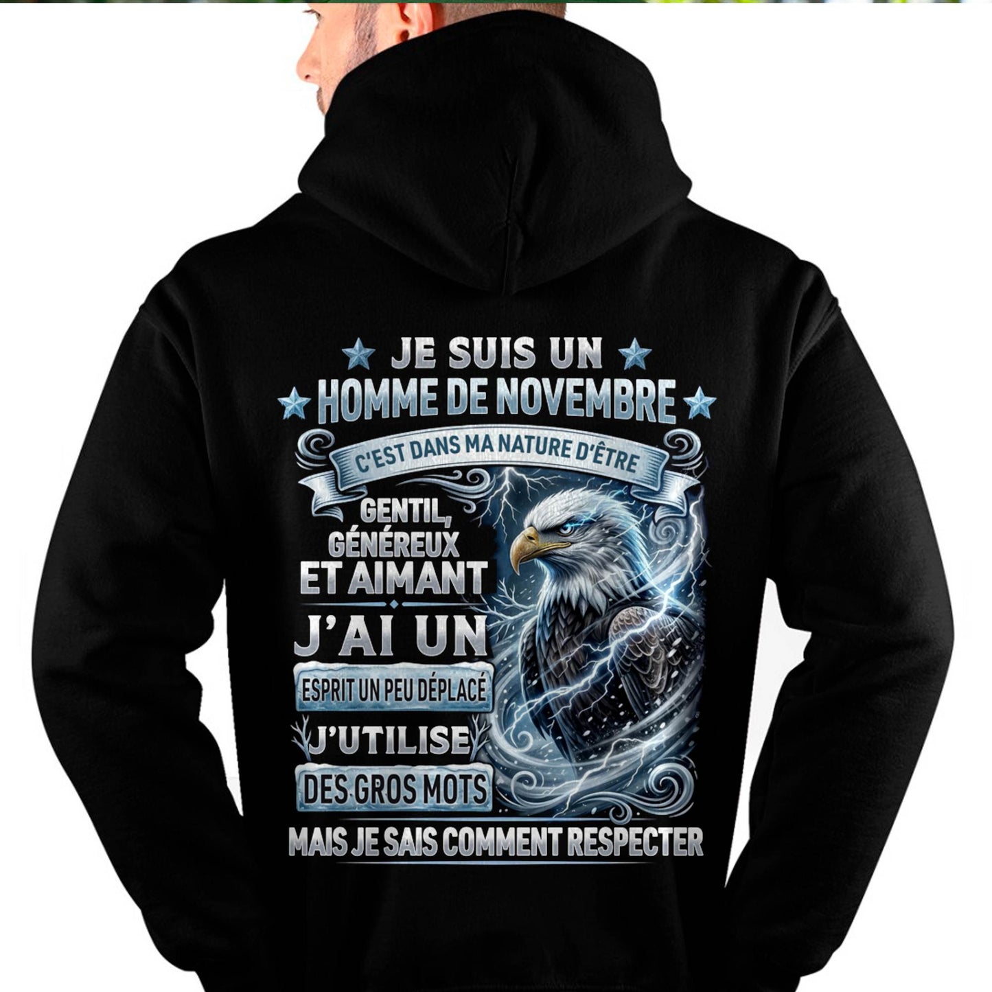 NOVEMBRE - ESPRIT MALICIEUX MAIS SAIT RESPECTER - T-SHIRT ANNIVERSAIRE HOMME - IMPRESSION DTG PREMIUM - DTSM11 (SKU2604-86-11)