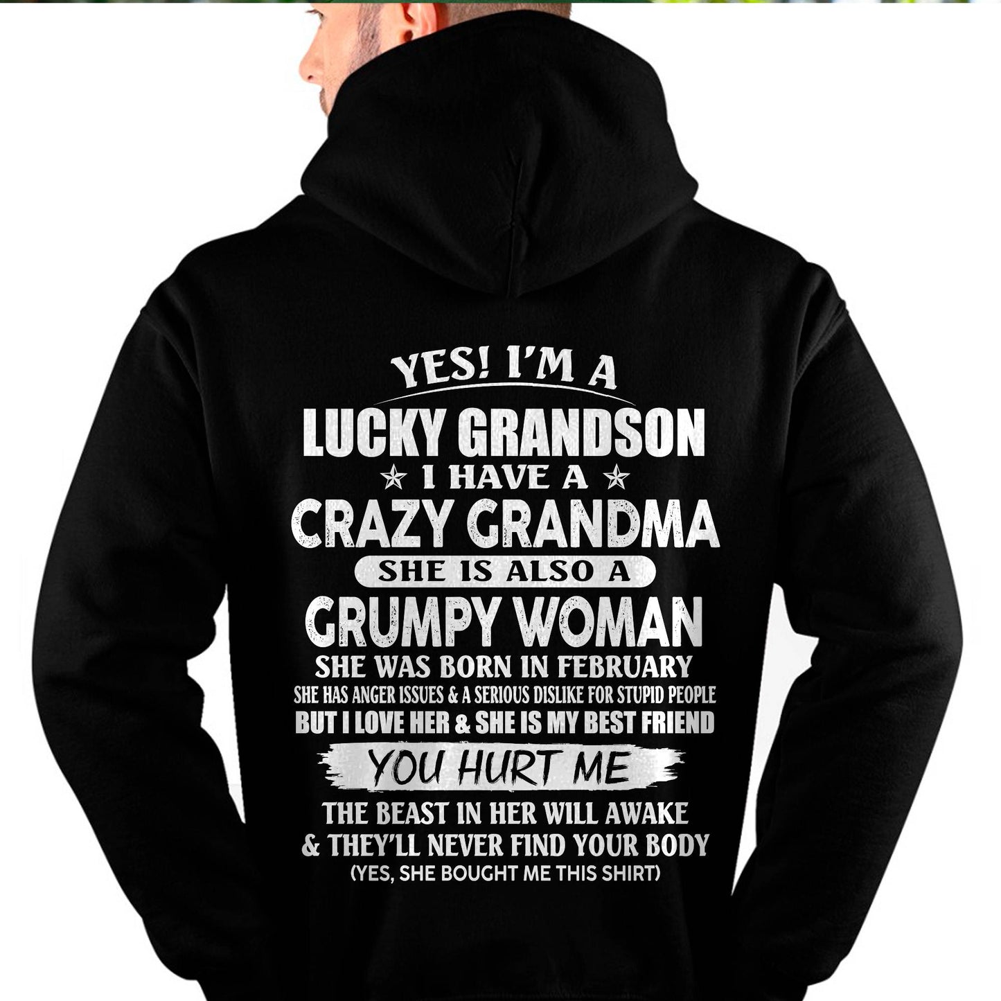 FEBRUARY - LUCKY GRANDSON OF CRAZY GRANDMA - PERFECT GIFT FROM GRANDMA - DTSM02 (SKU2607-03-02)