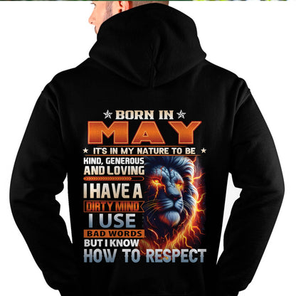 MAY - DIRTY MIND BUT KNOWS RESPECT - BIRTHDAY T-SHIRT FOR MEN - DTSM05 (SKU08-84-05)