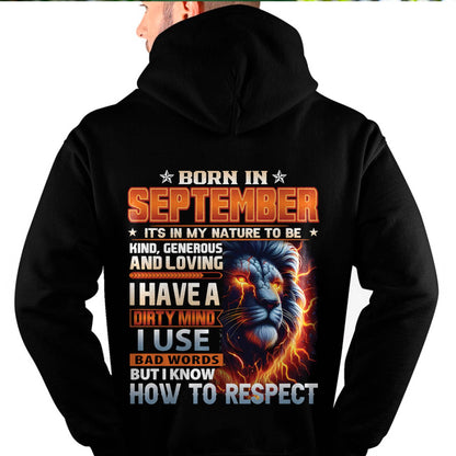 SEPTEMBER - DIRTY MIND BUT KNOWS RESPECT - BIRTHDAY T-SHIRT FOR MEN - DTSM09 (SKU08-84-09)