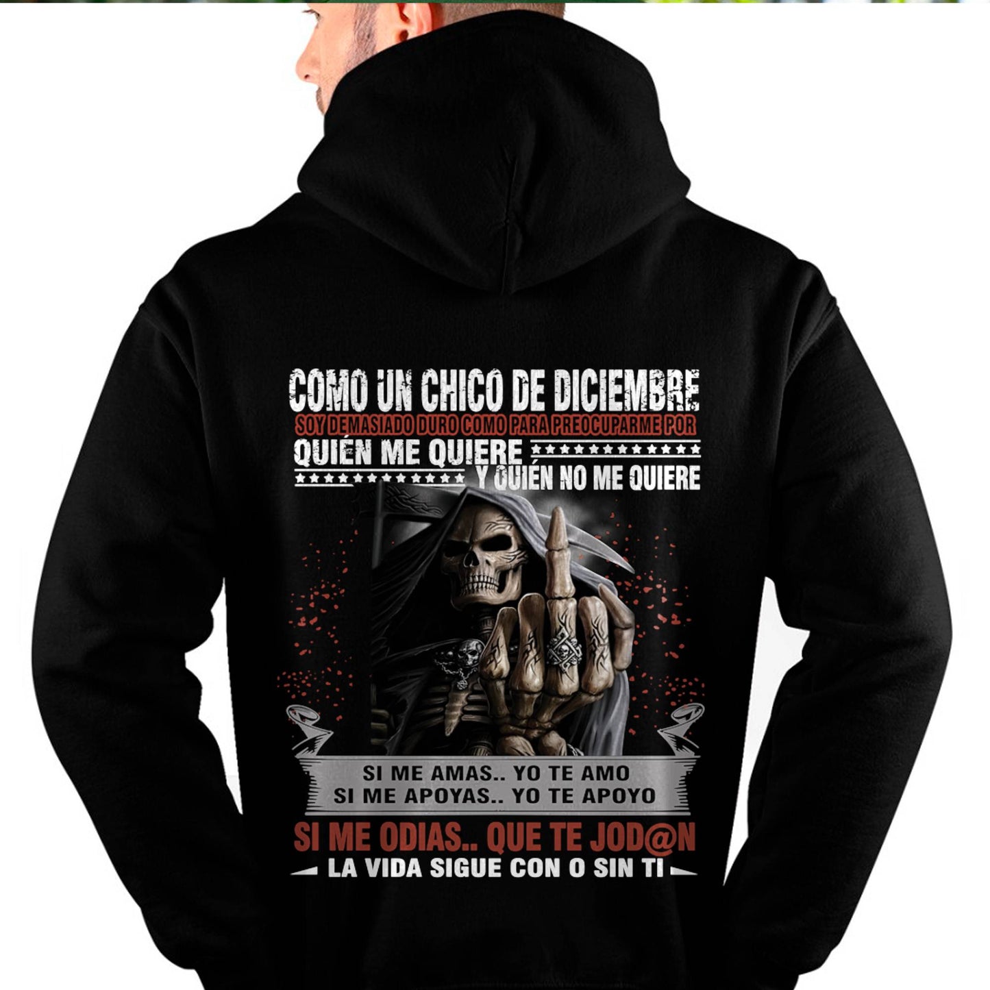 Camiseta de Cumpleaños de Diciembre para Hombre – Camiseta de Calavera Grim Reaper Ruda - DTSM12 (SKU08-73-12)
