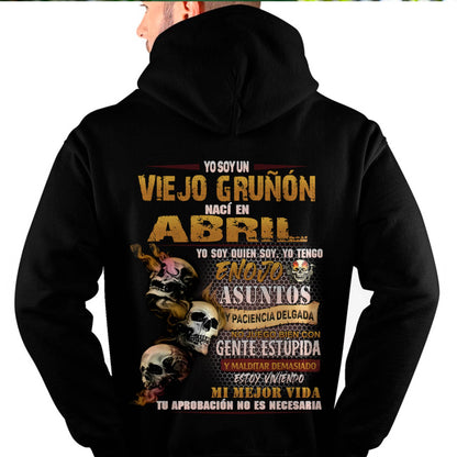 Abril - Viejo Gruñón - Camiseta Divertida de Calavera con Problemas de Ira - Regalo Perfecto Para Ti - DTSM04 (SKU09-58-04)