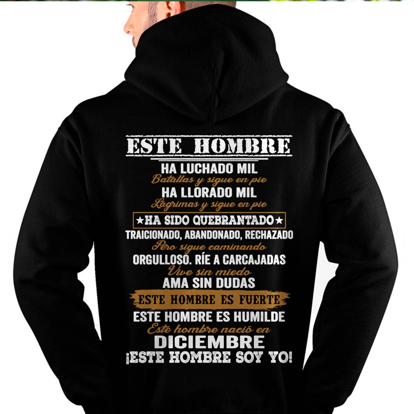 Camiseta Hombre Nacido en Diciembre – Luchó Mil Batallas y Sigue en Pie - DTSM12 (SKU2603-347-12)
