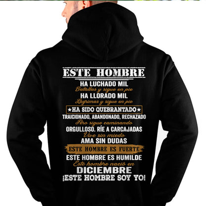 Camiseta Hombre Nacido en Diciembre – Luchó Mil Batallas y Sigue en Pie - DTSM12 (SKU2603-347-12)
