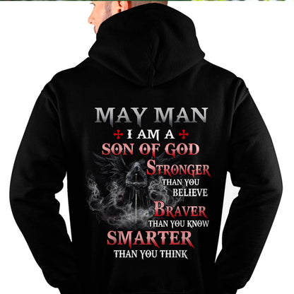 MAY MAN CHRISTIAN T-SHIRT - SON OF GOD STRONGER BRAVER SMARTER FAITH-BASED GIFT FOR MEN - DTSM05 (SKU2606-128-05)
