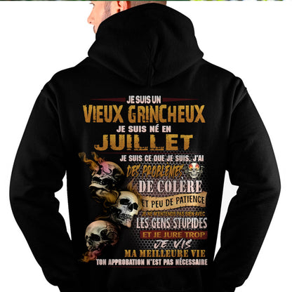 Je Suis Un Vieux Grincheux Né en Juillet – T-Shirt Homme Fort Caractère - DTSM07 (SKU2604-33-07)