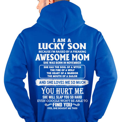 Lucky Son Of Awesome Mom Shirt - Perfect Gift For Your Son From Mom DTSM11 (SKU07-69-11)