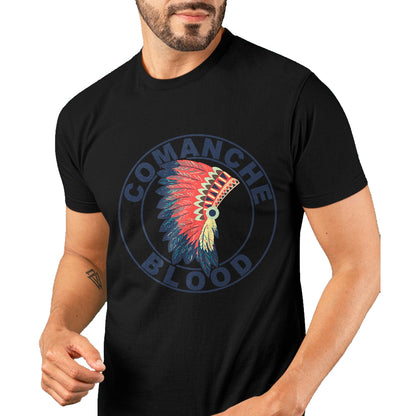 Native American T-Shirts, Vintage Native American Unisex T-Shirt/Hoodie/Sweatshirt HLT00 - American Flag - Comanche Blood Headdress Native American Comanche Tribe T-Shirt