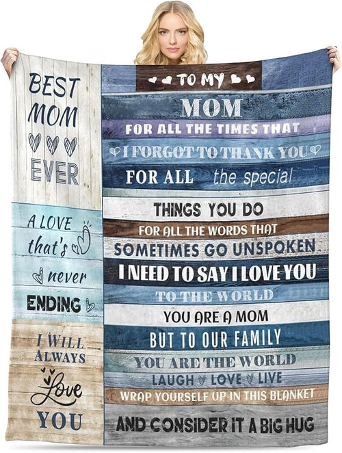 TO MY MOM - GIFT FROM SON & DAUGHTER - Sherpa Fleece Quilt Blanket