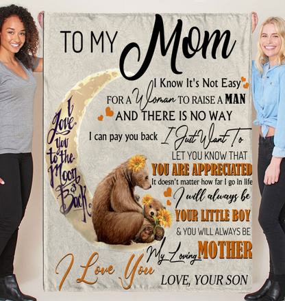 TO MY MOM - GIFT FROM SON - Sherpa Fleece Quilt Blanket