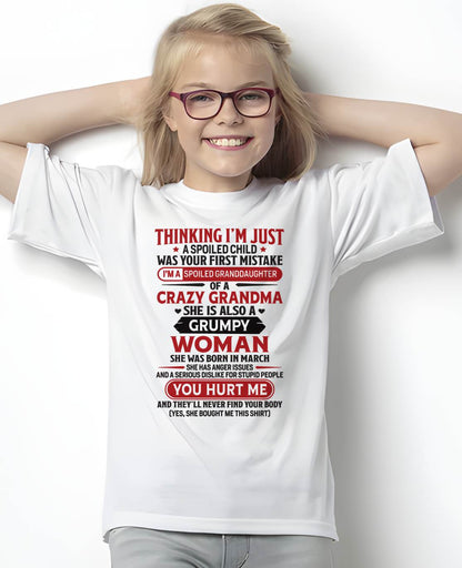 MARCH - TO MY GRANDDAUGHTER - SPOILED GRANDDAUGHTER - GIFT FROM GRANDMA - NTTD03 (SKU10-117-03)