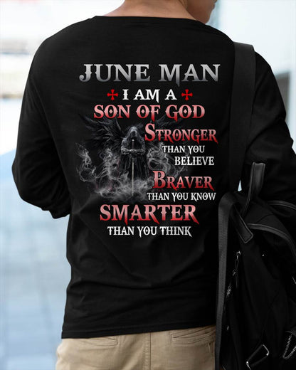 JUNE MAN CHRISTIAN T-SHIRT - SON OF GOD STRONGER BRAVER SMARTER FAITH-BASED GIFT FOR MEN - DTSM06 (SKU2606-128-06)