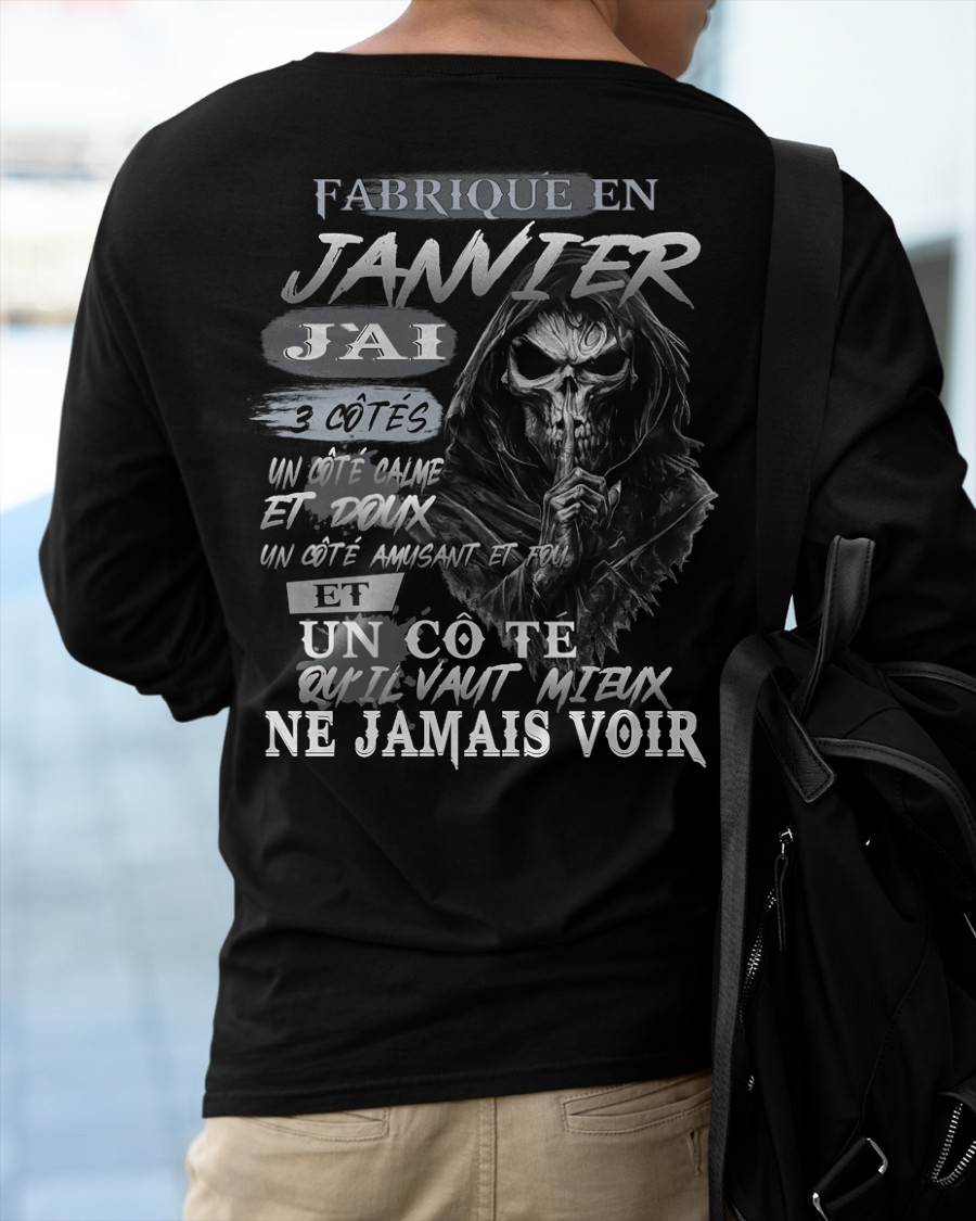 Fabriqué en Janvier – J’ai 3 Côtés | T-Shirt Homme Caractère Fort - DTSM01 (SKU26T-01174-01)