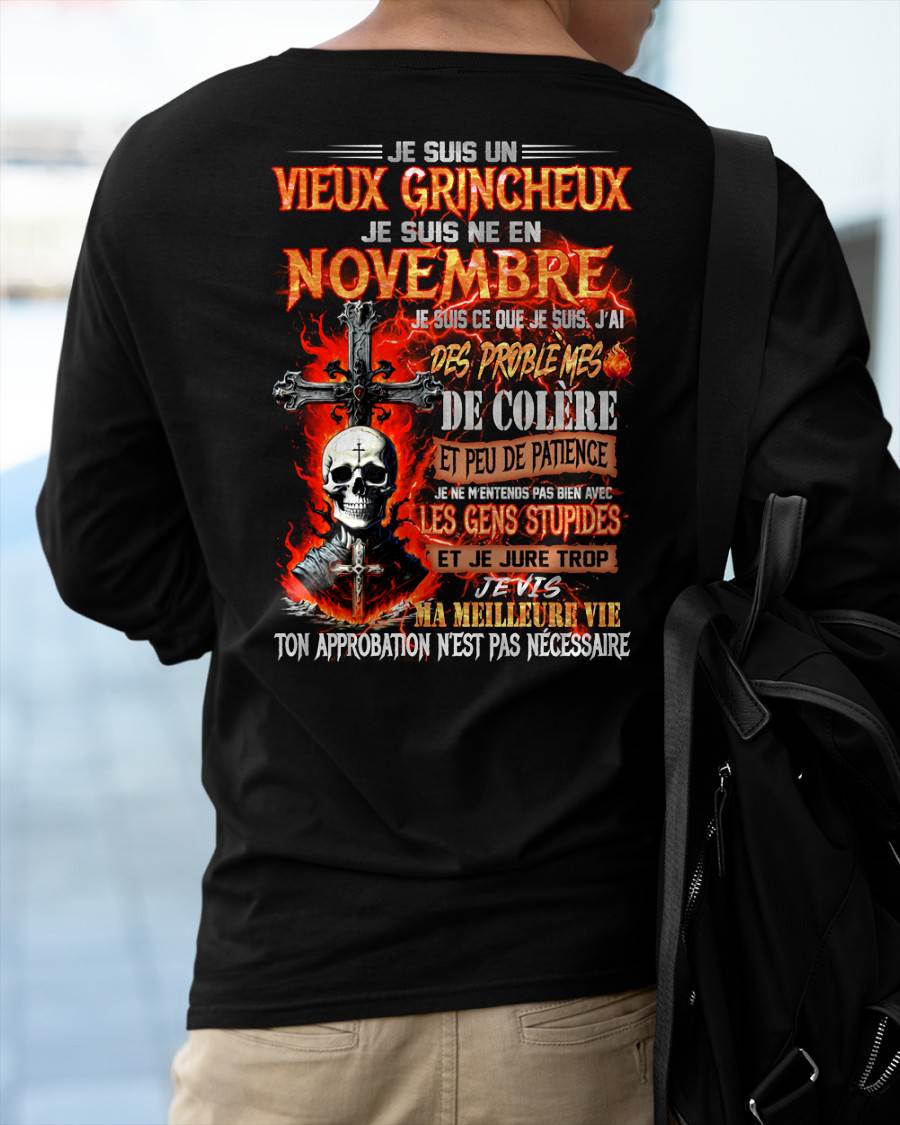 Je Suis Un Vieux Grincheux Né en Novembre – T-Shirt Homme Fort Caractère - DTSM11 (SKU26T-01141-11)