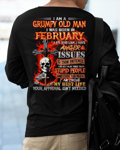 FEBRUARY - GRUMPY OLD MAN T-SHIRT - FUNNY SKULL ANGER ISSUES TEE - PERFECT GIFT FOR MEN DTSM02 (SKU12-319-02)