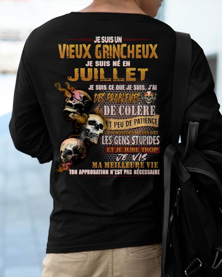 Je Suis Un Vieux Grincheux Né en Juillet – T-Shirt Homme Fort Caractère - DTSM07 (SKU2604-33-07)