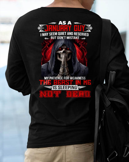 AS A JANUARY GUY THE BEAST IN ME IS SLEEPING NOT DEAD - BADASS SKULL GIFT FOR MEN - DTSM01 (SKU2606-291-01)