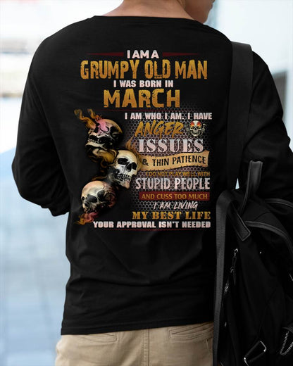March - Grumpy Old Man T-Shirt - Funny Skull Anger Issues Tee - Perfect Gift For Men DTSM03 (SKU08-67-03)