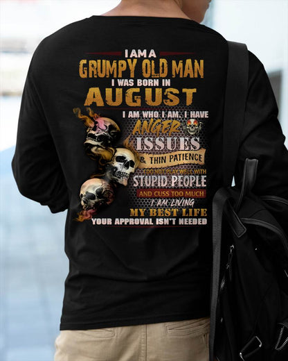 August - Grumpy Old Man T-Shirt - Funny Skull Anger Issues Tee - Perfect Gift For Men DTSM08 (SKU08-67-08)
