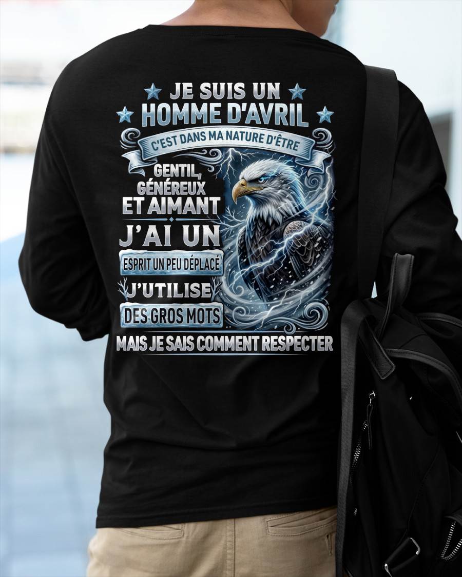 AVRIL - ESPRIT MALICIEUX MAIS SAIT RESPECTER - T-SHIRT ANNIVERSAIRE HOMME - IMPRESSION DTG PREMIUM - DTSM04 (SKU2604-86-04)