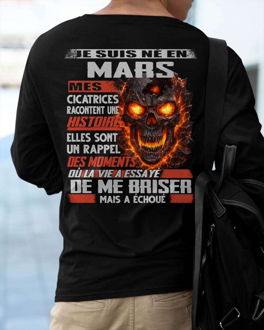 Je Suis Né en Mars – Mes Cicatrices Racontent Une Histoire | T-Shirt Homme Fort - DTSM03 (SKU26T-01175-03)