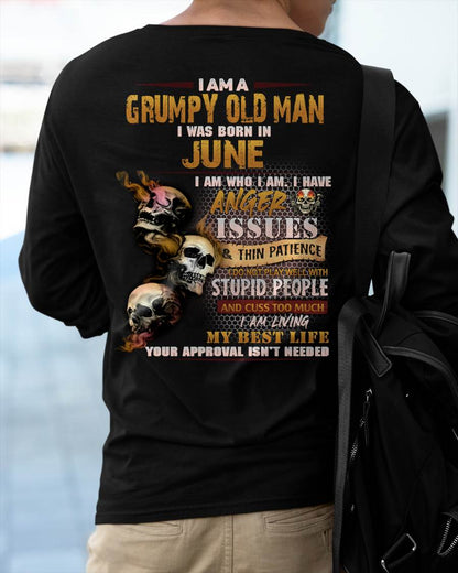 June - Grumpy Old Man T-Shirt - Funny Skull Anger Issues Tee - Perfect Gift For Men DTSM06 (SKU08-67-06)