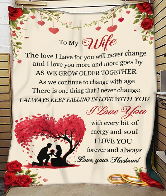 TO MY WIFE - GIFT FROM HUSBAND - Sherpa Fleece Quilt Blanket (SKU26B-01190)