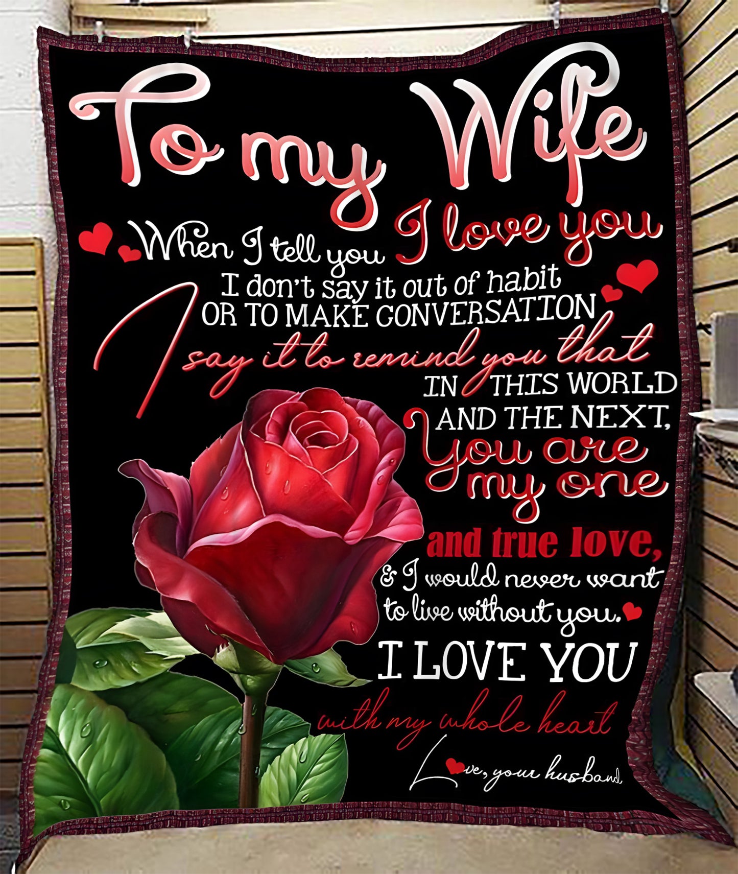 TO MY WIFE - GIFT FROM HUSBAND - Sherpa Fleece Quilt Blanket (SKU26B-01-68)
