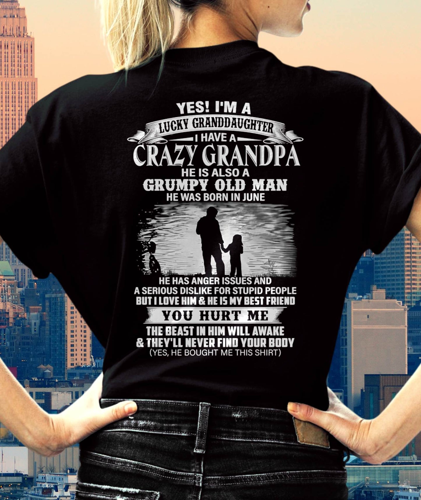 JUNE - LUCKY GRANDDAUGHTER OF CRAZY GRANDPA - PERFECT GIFT FOR YOUR GRANDDAUGHTER FROM GRANDPA - DTSM06 (SKU2604-77-06)