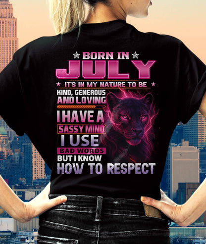 July - Fierce Panther Graphic Tee - Birthday Gift For Women - DTSM07 (SKU09-24-07)