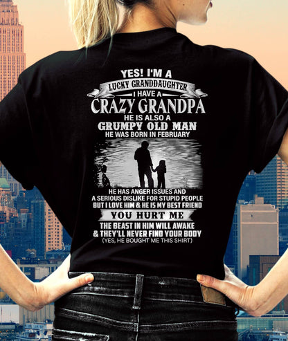 FEBRUARY - LUCKY GRANDDAUGHTER OF CRAZY GRANDPA - PERFECT GIFT FOR YOUR GRANDDAUGHTER FROM GRANDPA - DTSM02 (SKU2604-77-02)