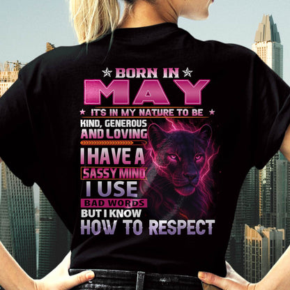 May - Fierce Panther Graphic Tee - Birthday Gift For Women - DTSM05 (SKU09-24-05)