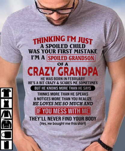 FEBRUARY - I'M A SPOILED GRANDSON OF A CRAZY GRANDPA - From Grandpa - DTSM02 (SKU-GPS1-NTT02)