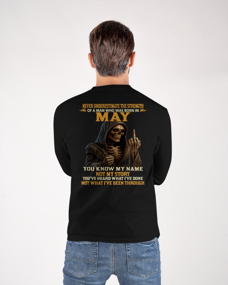 MAY - NEVER UNDERESTIMATE - BIRTHDAY T-SHIRT FOR MEN - DTSM05 (SKU26T-01-06-05)