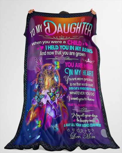 TO MY DAUGHTER - GIFT FOR DAUGHTER - Sherpa Fleece Quilt Blanket (SKUB-BLK-MOM00)