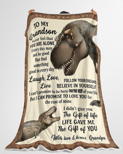 BLANKET FOR GRANDSON – COMFORT & WARMTH GIFT FROM GRANDPA  Sherpa Fleece Quilt Blanket NTTD00 (SKUB-BLK-GPKL)