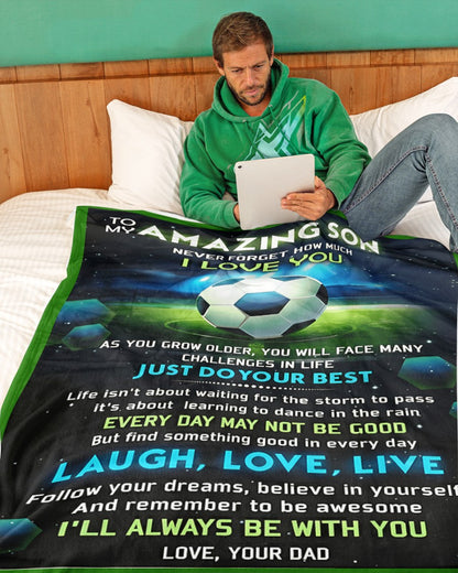 BLANKET FOR SON – COMFORT & WARMTH GIFT FROM DAD Sherpa Fleece Quilt Blanket NTTD00 (SKUB-BLK-DADFB)