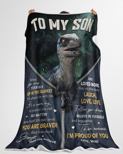 BLANKET FOR SON – COMFORT & WARMTH GIFT FROM MOM Sherpa Fleece Quilt Blanket NTTD00 (SKUB-BLK-MOMS1)