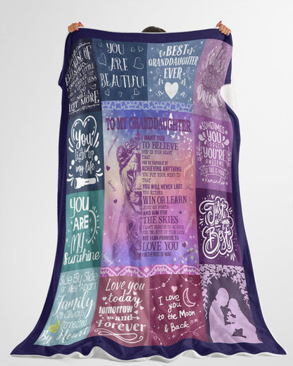 BLANKET FOR GRANDDAUGHTER – COMFORT & WARMTH GIFT FROM GRANDPARENTS  Sherpa Fleece Quilt Blanket NTTD00 (SKUB11-BLK-04)